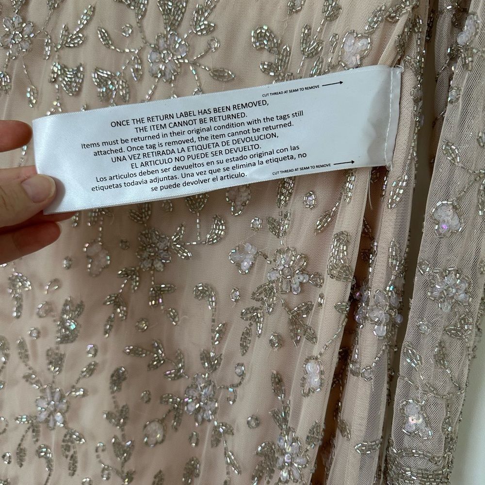 Mac Duggal | 10812 Beaded Tea Length Dress with Sheer Sleeves Size 12 NEW - Picture 12 of 12